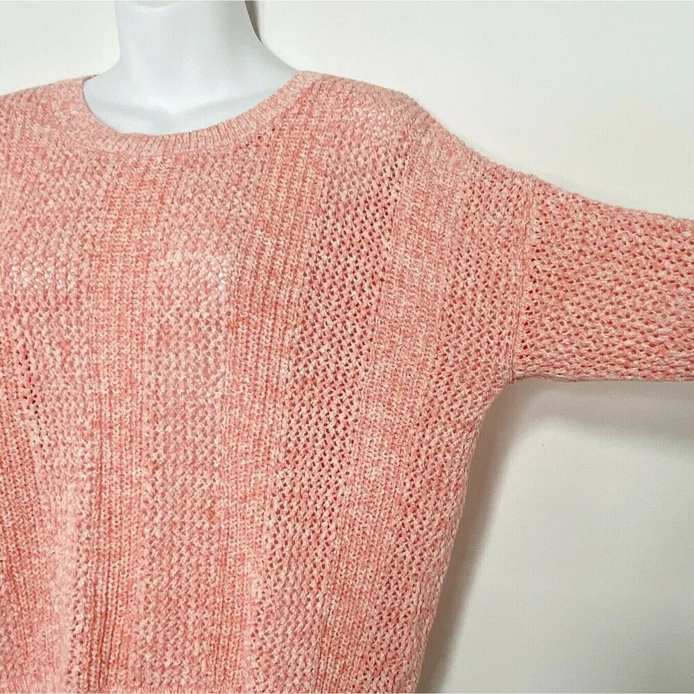 Gap Sweater Size L Spring Loose Knit Pull-Over Coral/White Long Sleeved - Picture 3 of 8